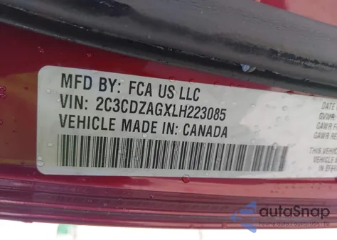 2020 Dodge Challenger Sxt из США, поврежденный, VIN 2C3CDZAGXLH223085